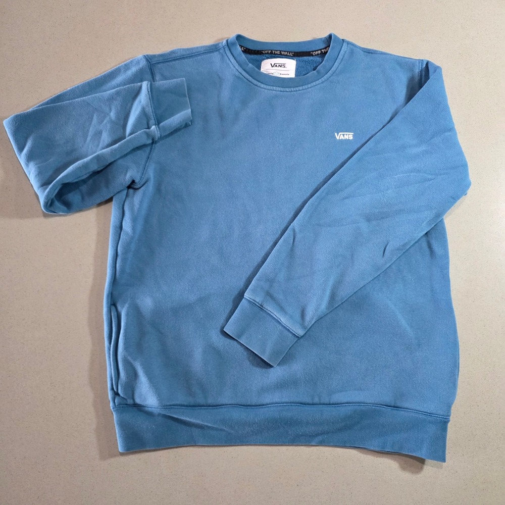 Vans ComfyCush Sweats Mens Medium Blue Crewneck Fleece Pullover Sweatshirt